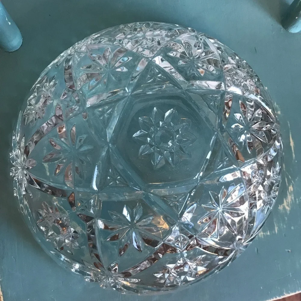 Anchor Hocking ‘Star of David’ Crystal Punch Bowl vintage‎